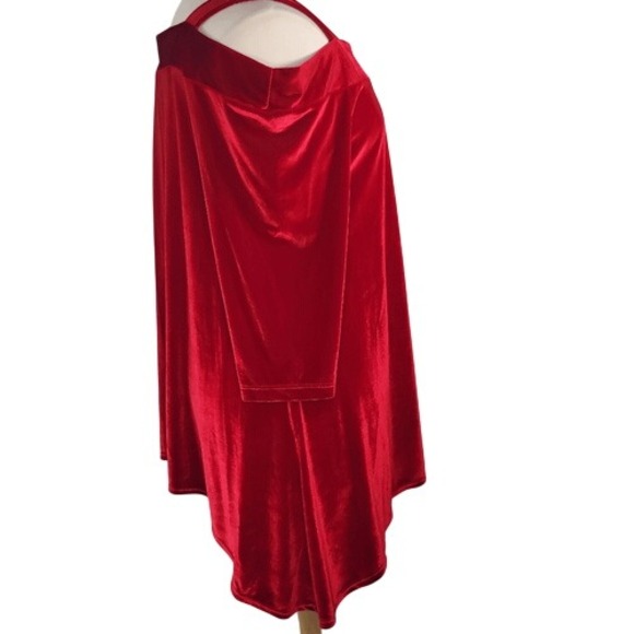 Kate & Mallory Red Velour Cold Shoulder Top - Picture 4 of 12